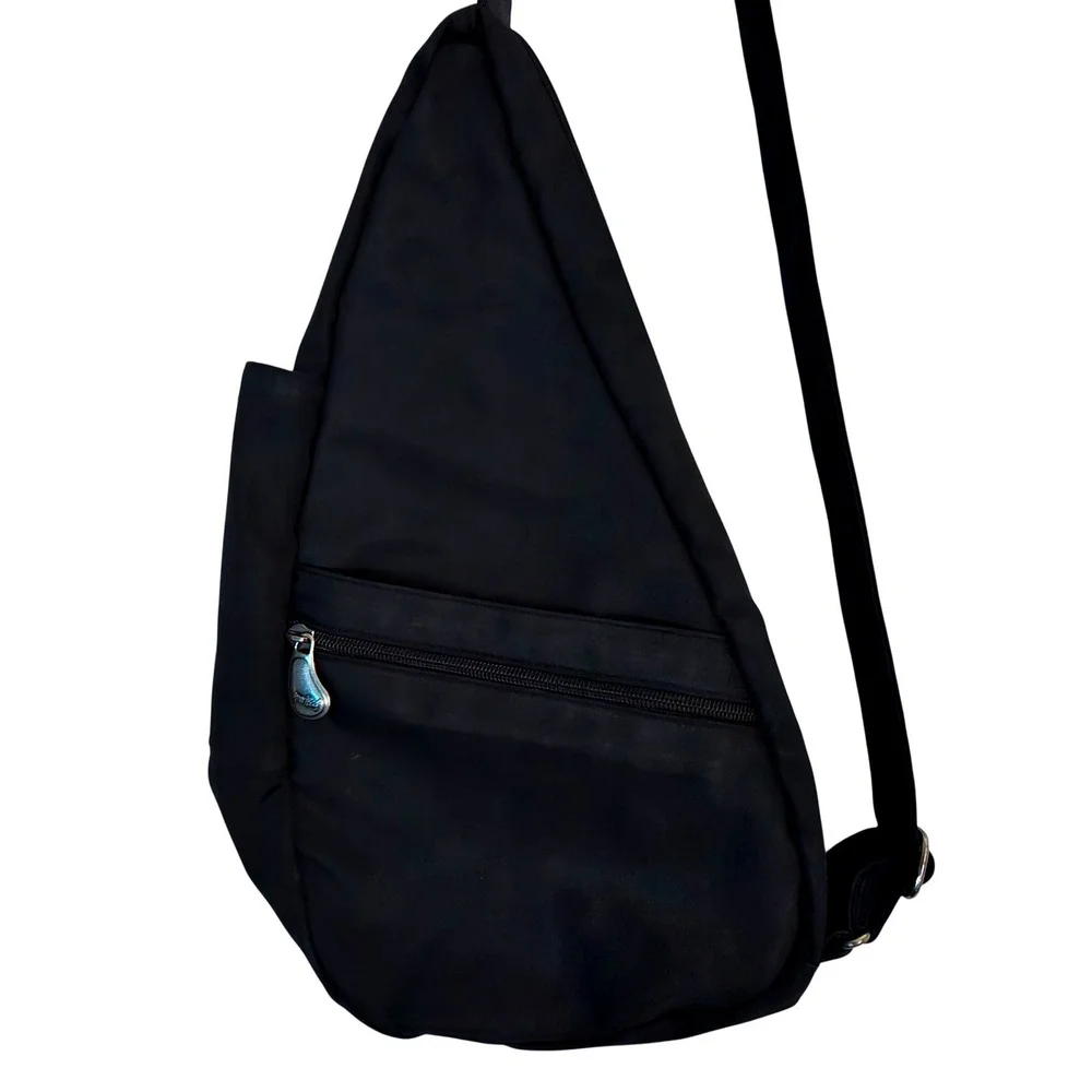 AmeriBag Healthy Back Crossbody Bag Black Nylon Ergonomic Sling Backpack #1462